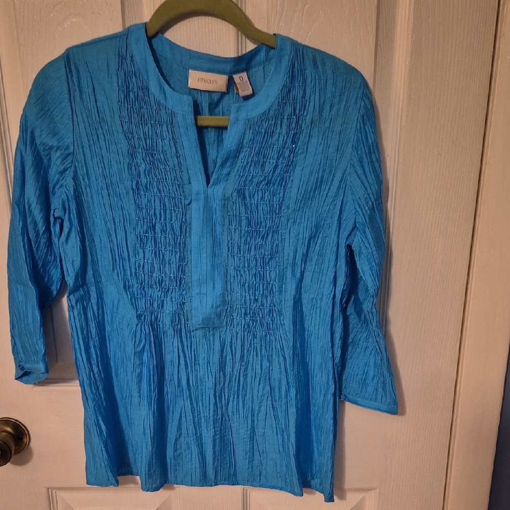 Chico's Vibrant Blue Textured Top